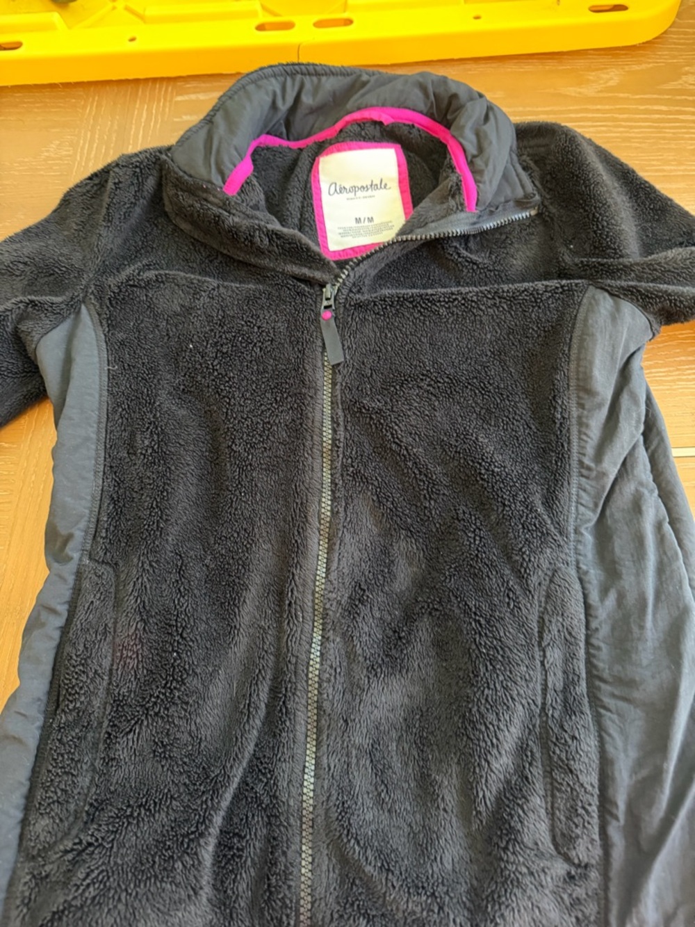 Aeropostale Black Fleece Jacket with Hot Pink Trim